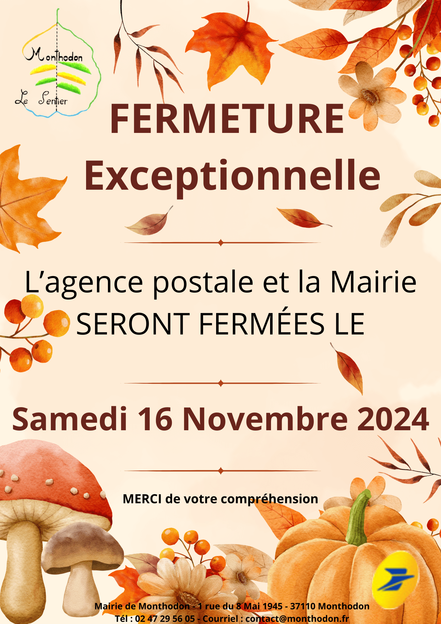 FERMETURE MOIS DE NOVEMBRE